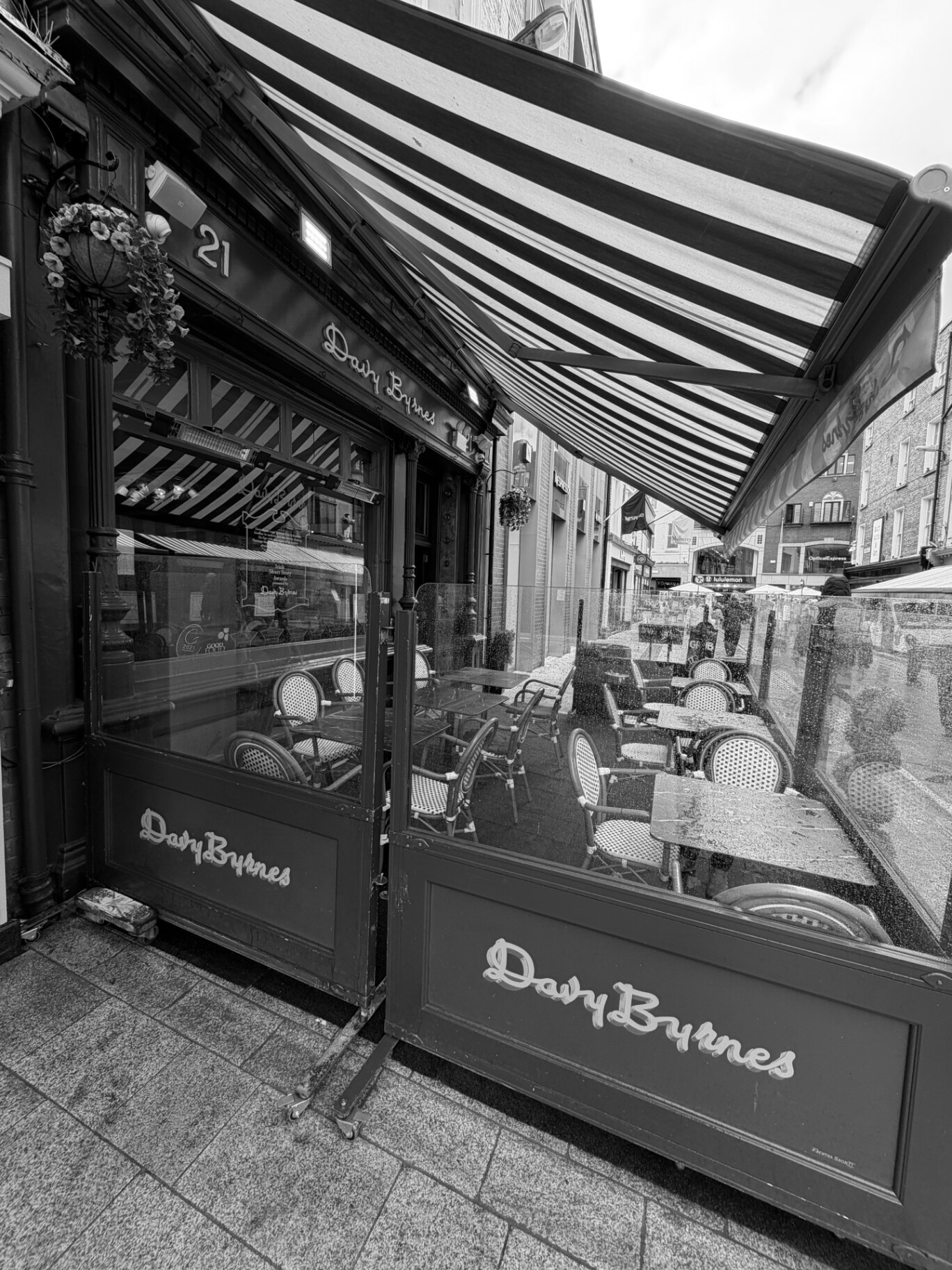 Interior of Davy Byrne's pub, Dublin, 1pm on 16 June 1904: Leopold Bloom in a bowler hat eats a quiet gorgonzola sandwich with a glass of burgundy while red-faced men devour plates of meat at the bar — Joyce's modern Lestrygonians.